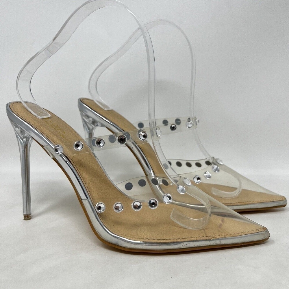 Olivia Ferragamo Transparent Pvc Crystal Mule Sandal 8